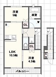 リュッケ御立中 2LDKの間取図画像