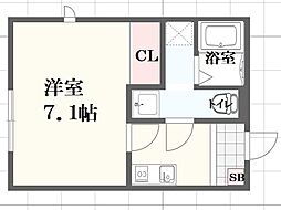 姫路市安田4丁目アパート 1Kの間取図画像