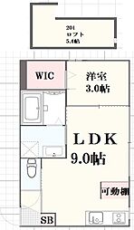 Leggero武庫川 1LDKの間取図画像