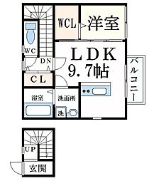 Clover西延末 1LDKの間取図画像