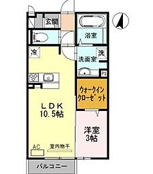 ベルメゾン荒川 1LDKの間取図画像