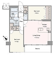 チュリス本郷菊坂 2LDKの間取図画像