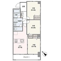 パレ・ドール駒込 3DKの間取図画像