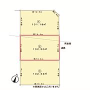【全体区画図】陽当り良好な、全3区画の分譲地が誕生しました。区画2は、敷地全体を有効活用しやすい整形地です。
