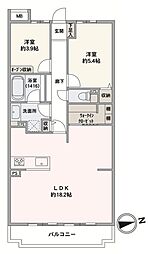 クリオ藤沢伍番館 2LDKの間取図画像