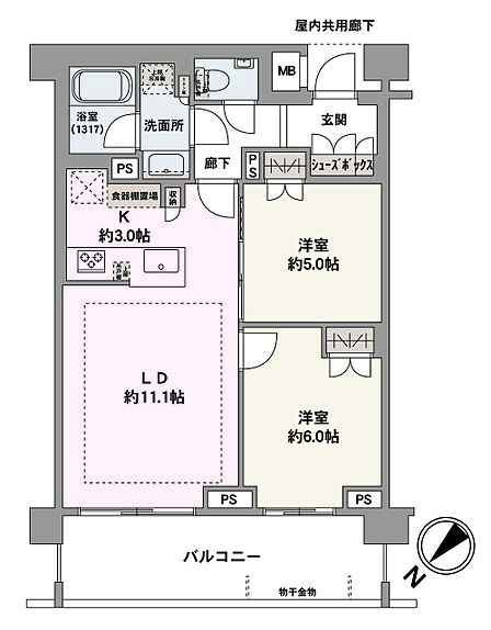 各洋室には収納が備わっており、住空間を有効に使うことができる間取りです。