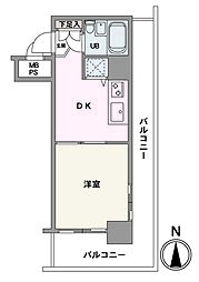 クリオ平塚参番館 1DKの間取図画像