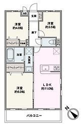 グリーンヒルズ古淵 3LDKの間取図画像