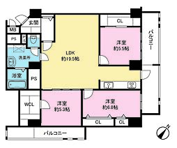 南林間リバゲイン 3LDKの間取り