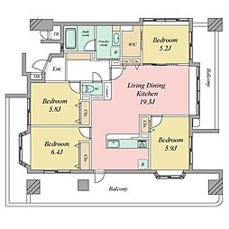 アダージュ薬院弐番館 4LDKの間取図画像