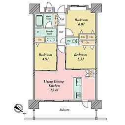 モントーレセントラルベイコート 3LDKの間取図画像