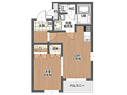 ヒルステージＫ 1階1LDKの間取り
