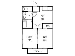 NTヒルズ 2階2DKの間取り