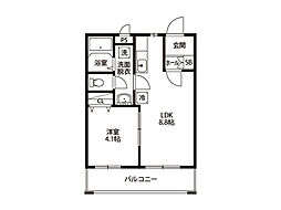 シェリール・パルク 3階1LDKの間取り