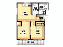 グランシャリオ 2DKの間取図画像