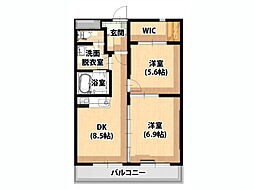 ヴィラフォンテ 2DKの間取図画像