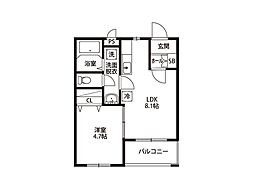 レイ・グラースA 1LDKの間取図画像