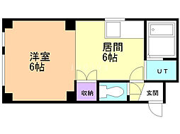 ハーベスト3 1DKの間取図画像