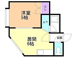 ルミエール澄川 2階1DKの間取り