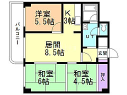 ライオンズマンション真駒内公園 3LDKの間取図画像