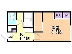 レオパレスパオB 1Kの間取図画像