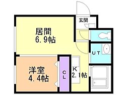 仮）平岸3−17新築 1階1LDKの間取り