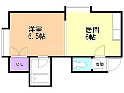 第22森宅建マンション 1DKの間取図画像