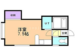 中の島JMハウス ワンルームの間取図画像