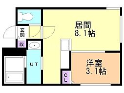 ガルボ平岸 4階1LDKの間取り