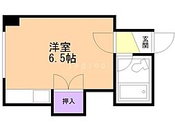 グランドール丸和中の島 ワンルームの間取図画像