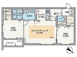 札幌市豊平区月寒東一条15丁目マンション 2LDKの間取図画像