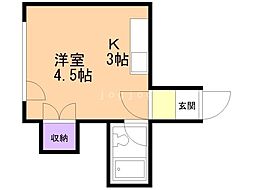 コムズ月寒中央C 1Kの間取図画像