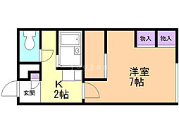 レオパレスカーサ藻岩 1Kの間取図画像