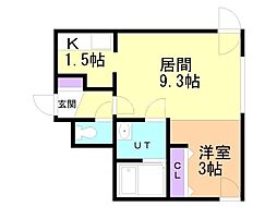グランメール月寒中央 1LDKの間取図画像