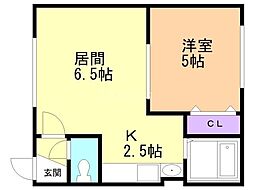 マンション・しゅう 1LDKの間取図画像