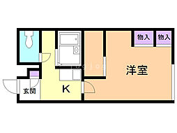 レオパレス花 1Kの間取図画像