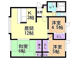 パラドール石山2 3LDKの間取図画像