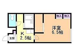 レオパレスカーサ藻岩 1Kの間取図画像