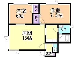 コーポグローリー 2LDKの間取図画像