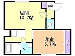 ドゥラル 1LDKの間取図画像