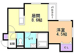 プラトリーナ澄川 1LDKの間取図画像
