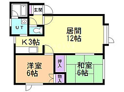 K・Mプラザマルヨー 2LDKの間取図画像