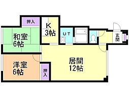 グローバルソフィール11号館 2LDKの間取図画像