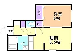 カレッジサイドいくね 1DKの間取図画像
