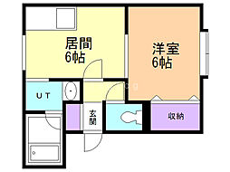 サニーパークサイド 1DKの間取図画像