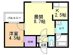 アクセラレイト美園 1LDKの間取図画像