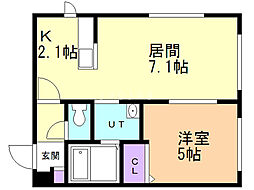 ヴレネージュ平岸 1LDKの間取図画像
