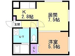 SORALIVEMARKET月寒 1LDKの間取図画像
