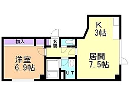 プラザS-21 1LDKの間取図画像