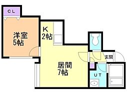 フロンティア藤野 1LDKの間取図画像